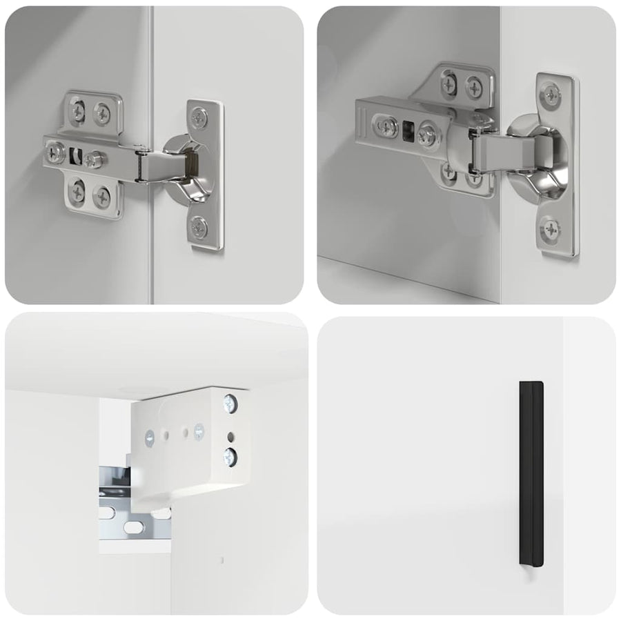 Badkamermeubelset met lade 4 pcs Wit Geperst Hout en Metaal