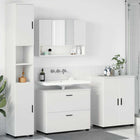 Bathroom Furniture Set with Drawer 4 pcs White Engineered Wood and Metal
