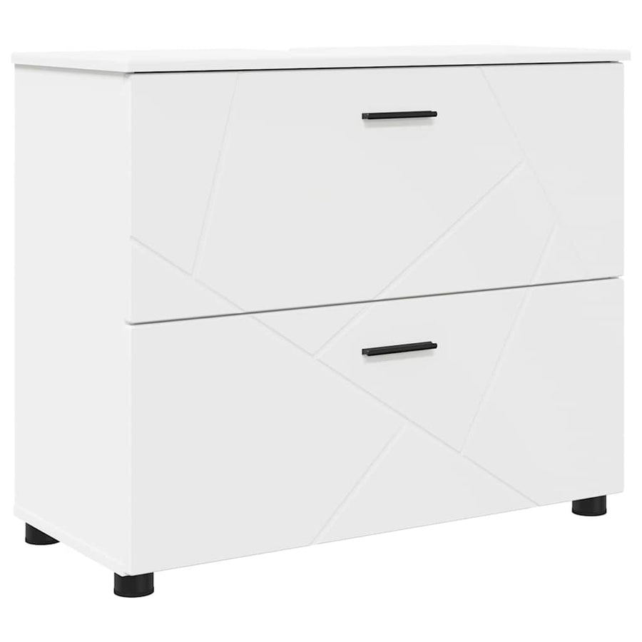 Badkamermeubelset met lade 4 pcs Wit Geperst Hout en Metaal
