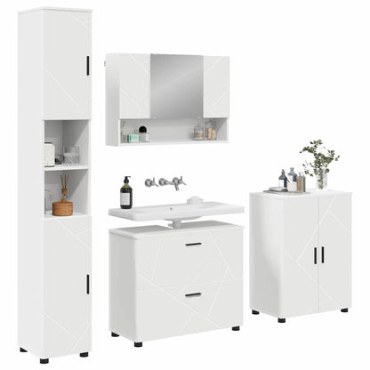Badkamermeubelset met lade 4 pcs Wit Geperst Hout en Metaal