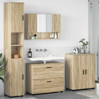 Badkamermeubelset 4 pcs Sonoma Eiken Geperst Hout en Metaal