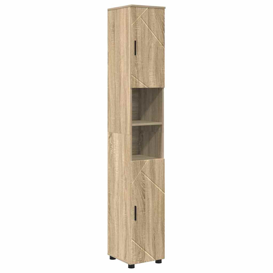 Badkamermeubelset 4 pcs Sonoma Eiken Geperst Hout en Metaal