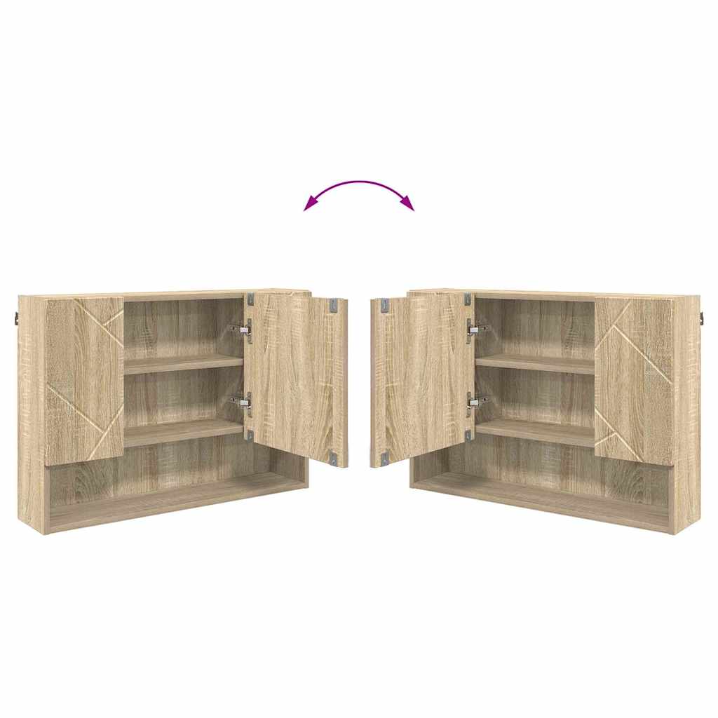Badkamermeubelset 4 pcs Sonoma Eiken Geperst Hout en Metaal