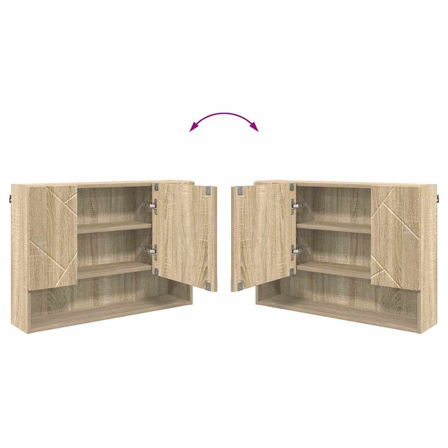 Badkamermeubelset 4 pcs Sonoma Eiken Geperst Hout en Metaal