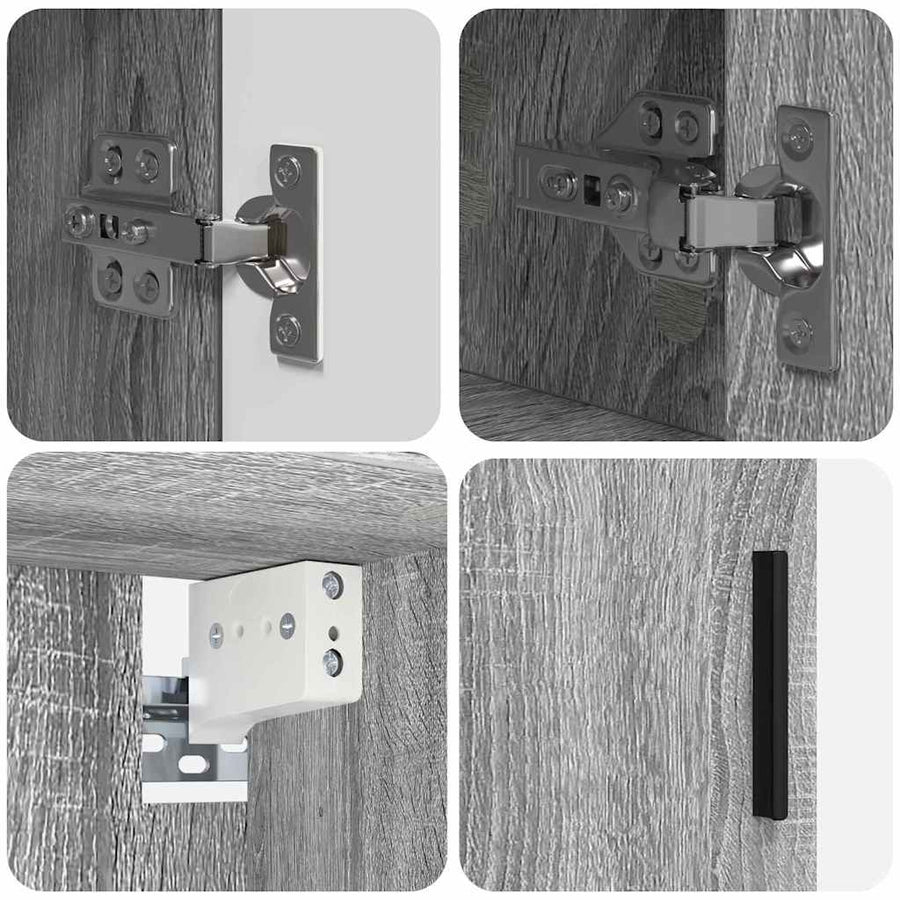 Badkamermeubelset 4 pcs Grijs Sonoma Geperst Hout en Metaal