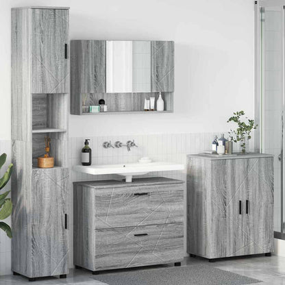 Badkamermeubelset 4 pcs Grijs Sonoma Geperst Hout en Metaal