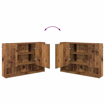 Badkamermeubelset 4 pcs Oud Hout Geperst Hout en Metaal
