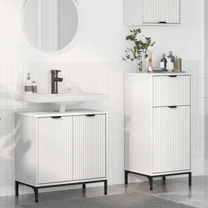 Badkamermeubelset met lade 2 pcs Wit Geperst Hout en Metaal