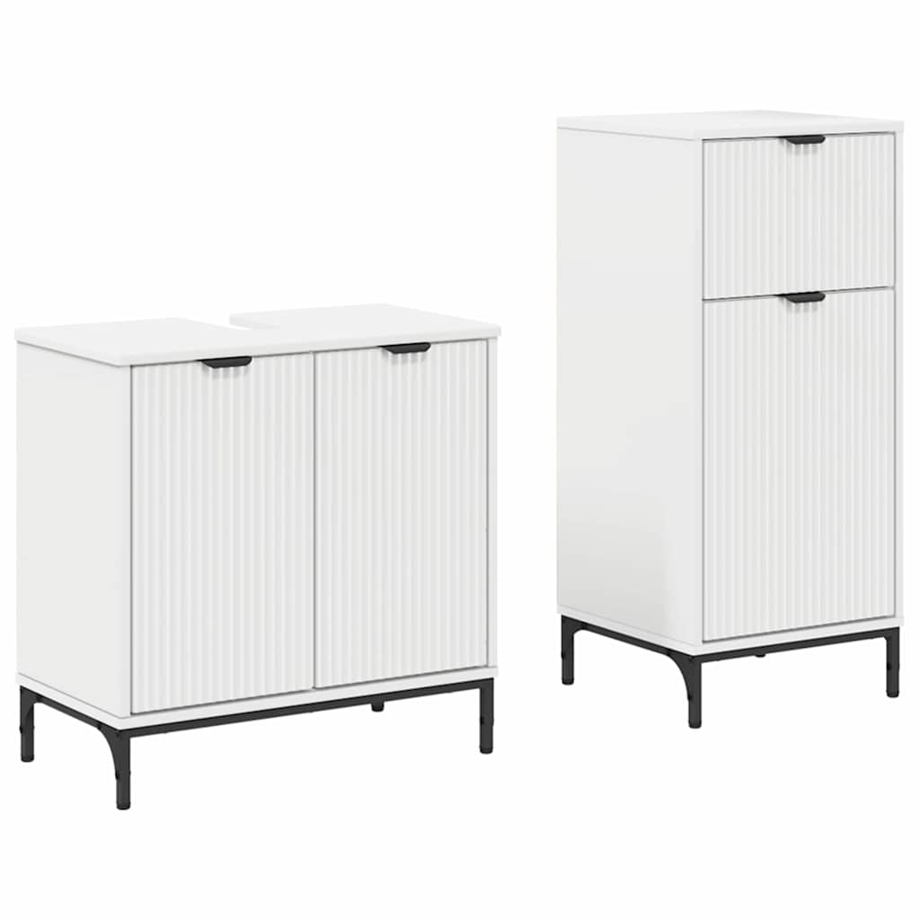 Badkamermeubelset met lade 2 pcs Wit Geperst Hout en Metaal