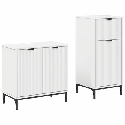 Badkamermeubelset met lade 2 pcs Wit Geperst Hout en Metaal