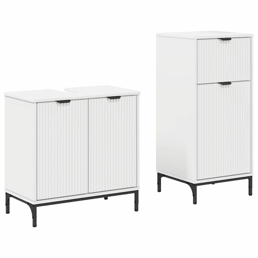 Badkamermeubelset met lade 2 pcs Wit Geperst Hout en Metaal