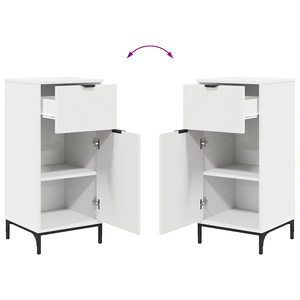 Badkamermeubelset met lade 2 pcs Wit Geperst Hout en Metaal