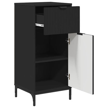 Badkamermeubelset met lade 2 pcs Zwart Geperst Hout en Metaal