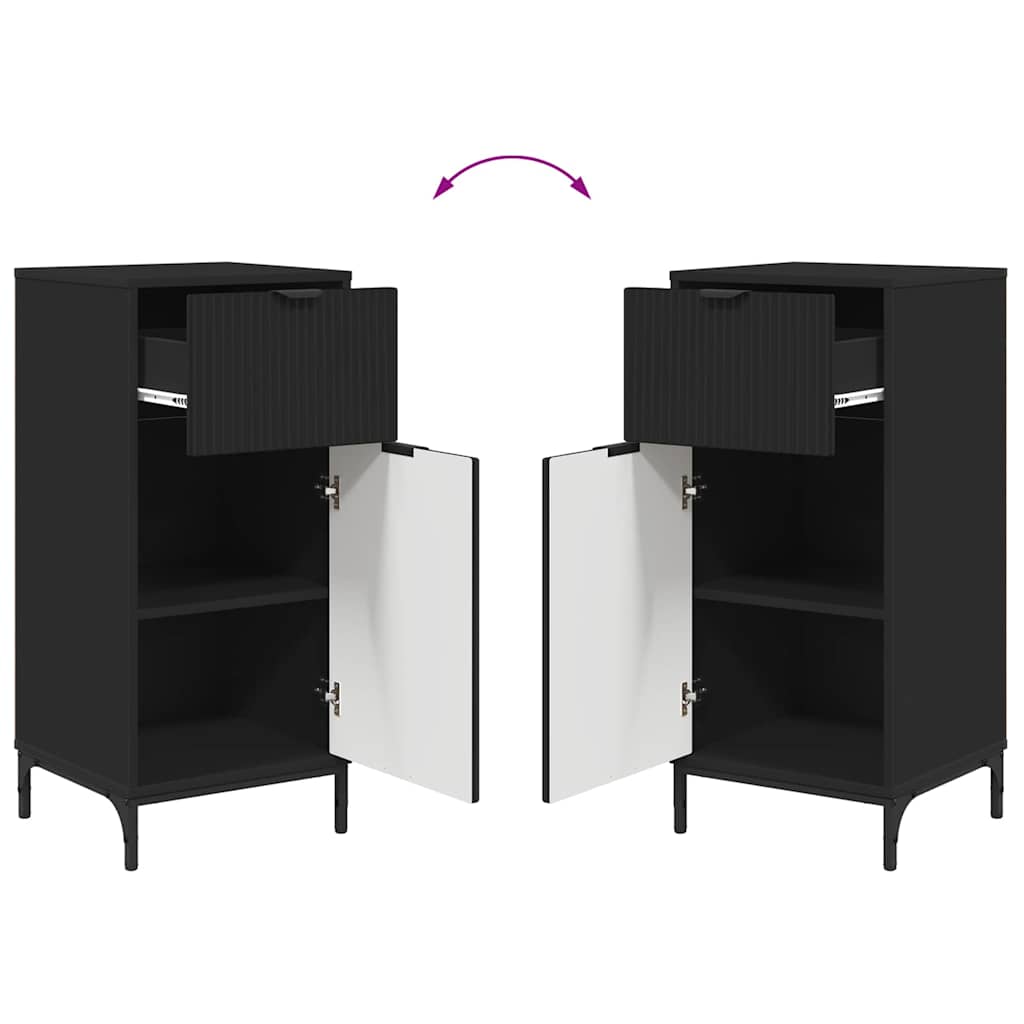 Badkamermeubelset met lade 2 pcs Zwart Geperst Hout en Metaal