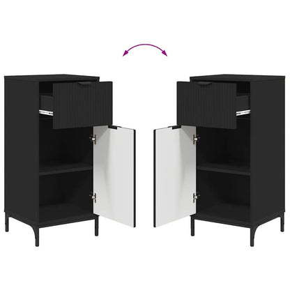 Badkamermeubelset met lade 2 pcs Zwart Geperst Hout en Metaal