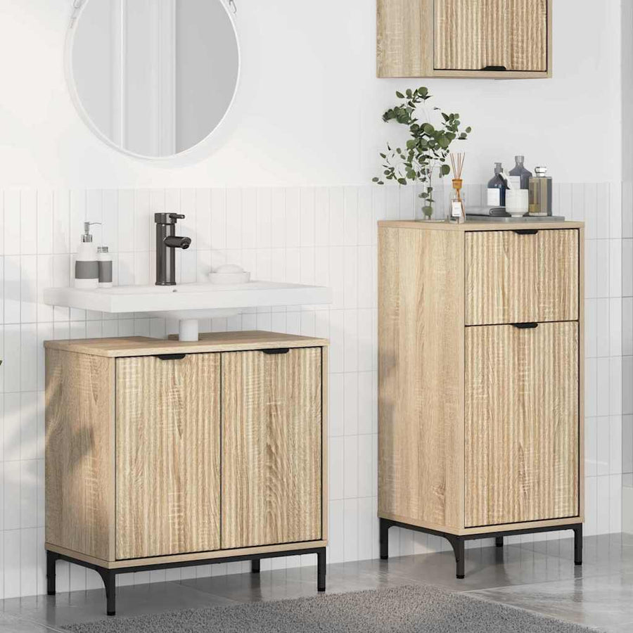 Badkamermeubelset 2 pcs Sonoma Eiken Geperst Hout en Metaal
