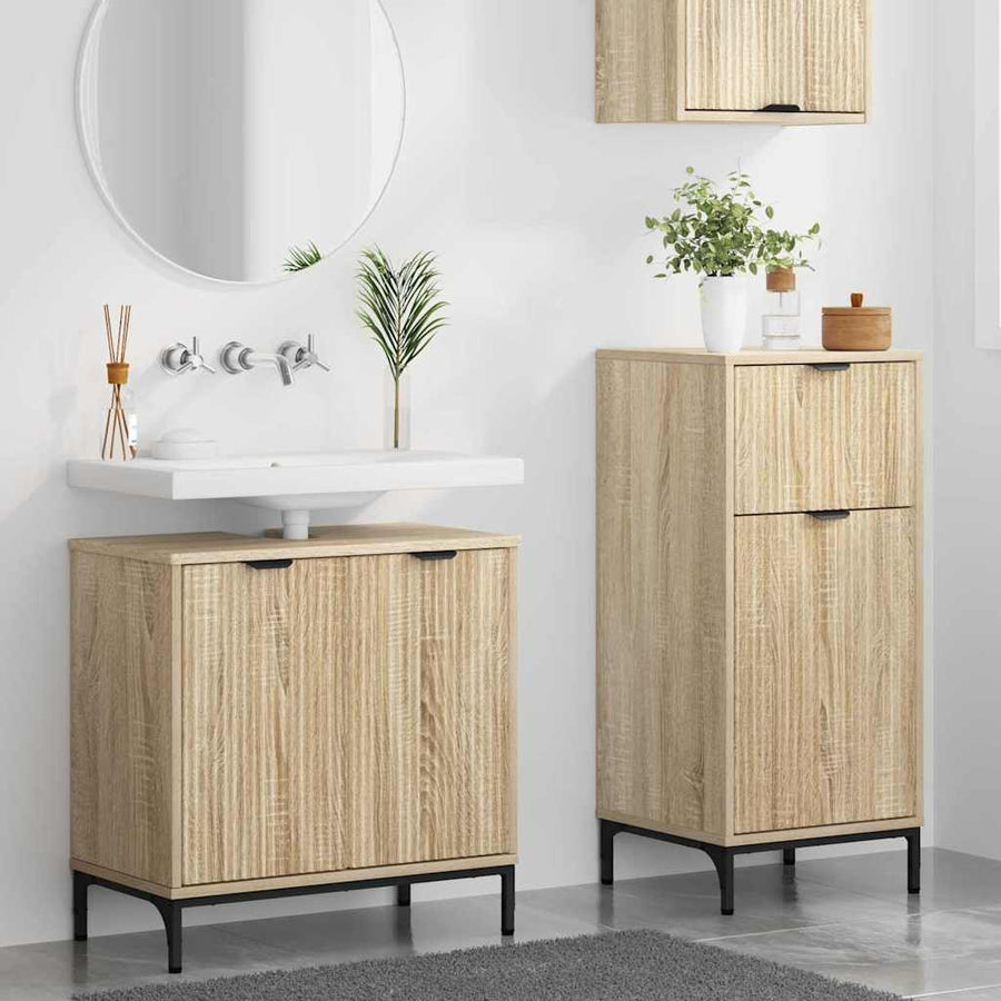 Badkamermeubelset 2 pcs Sonoma Eiken Geperst Hout en Metaal
