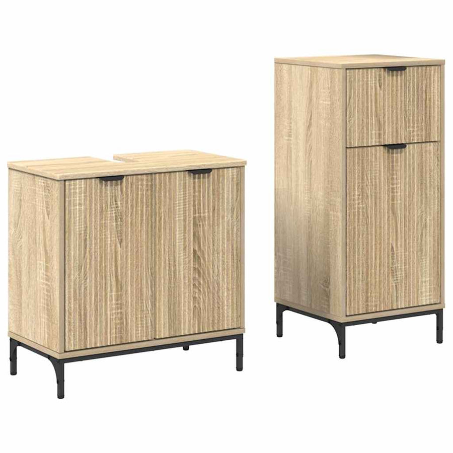 Badkamermeubelset 2 pcs Sonoma Eiken Geperst Hout en Metaal