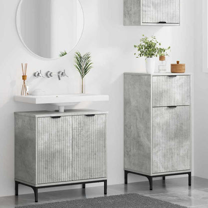 Badkamermeubelset 2 pcs Beton Grijs Geperst Hout en Metaal