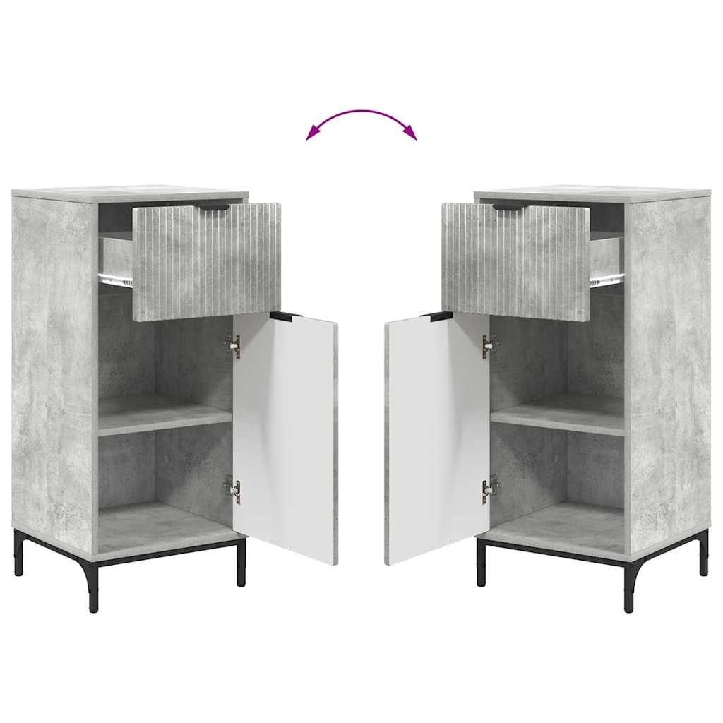 Badkamermeubelset 2 pcs Beton Grijs Geperst Hout en Metaal