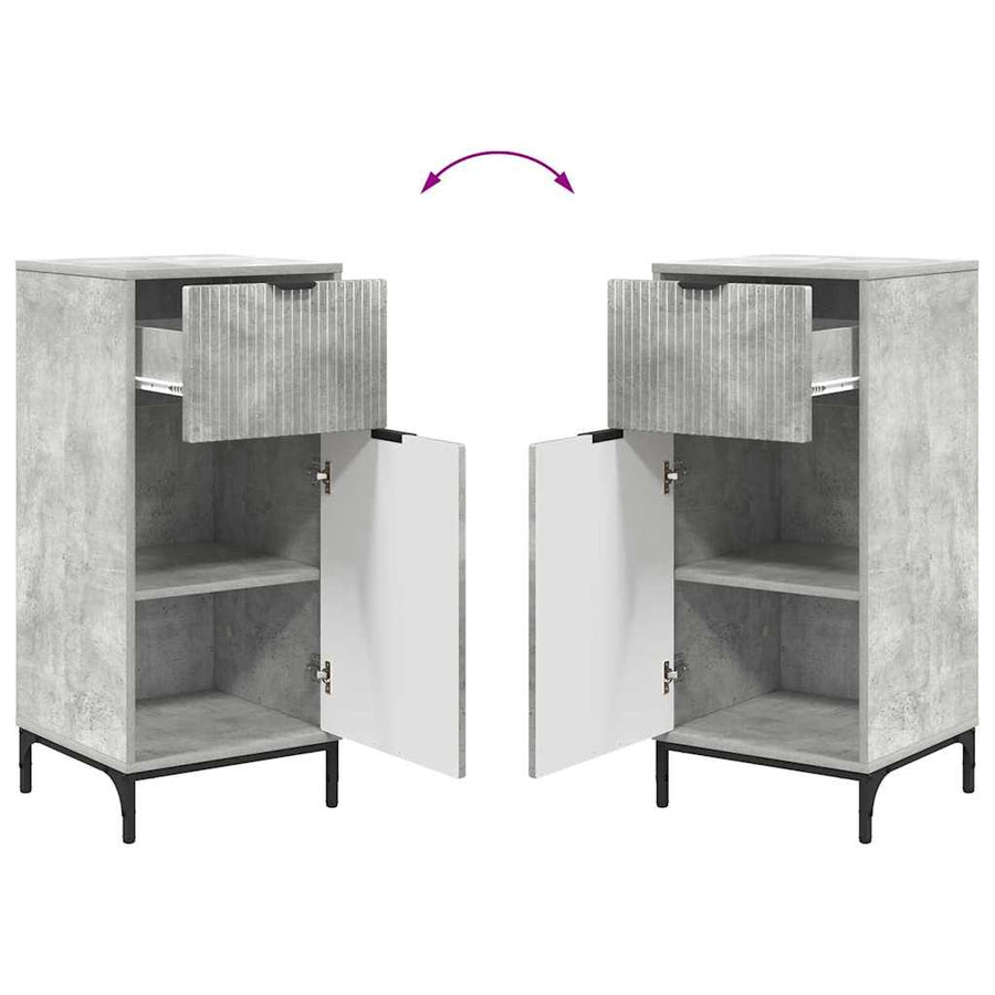 Badkamermeubelset 2 pcs Beton Grijs Geperst Hout en Metaal