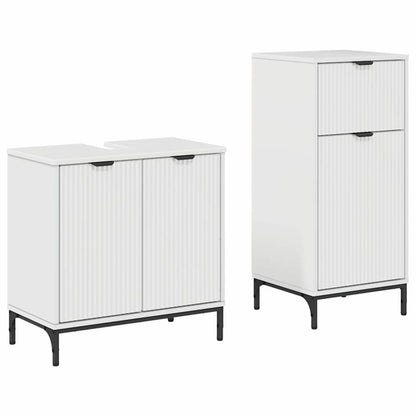 Badkamermeubelset 2 pcs Hoogglans wit Geperst Hout en Metaal