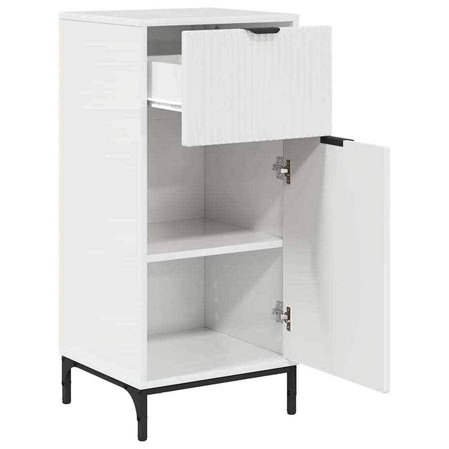 Badkamermeubelset 2 pcs Hoogglans wit Geperst Hout en Metaal