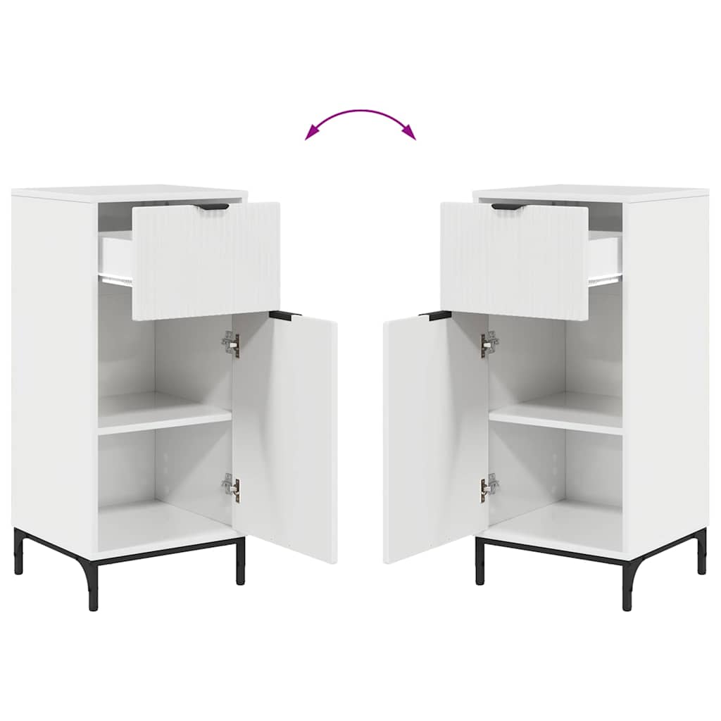 Badkamermeubelset 2 pcs Hoogglans wit Geperst Hout en Metaal