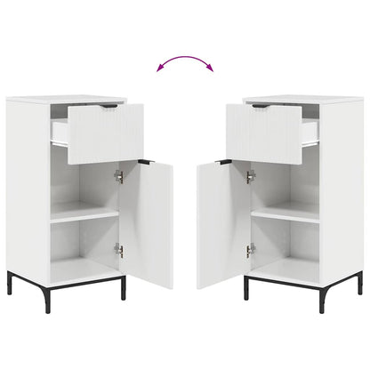 Badkamermeubelset 2 pcs Hoogglans wit Geperst Hout en Metaal