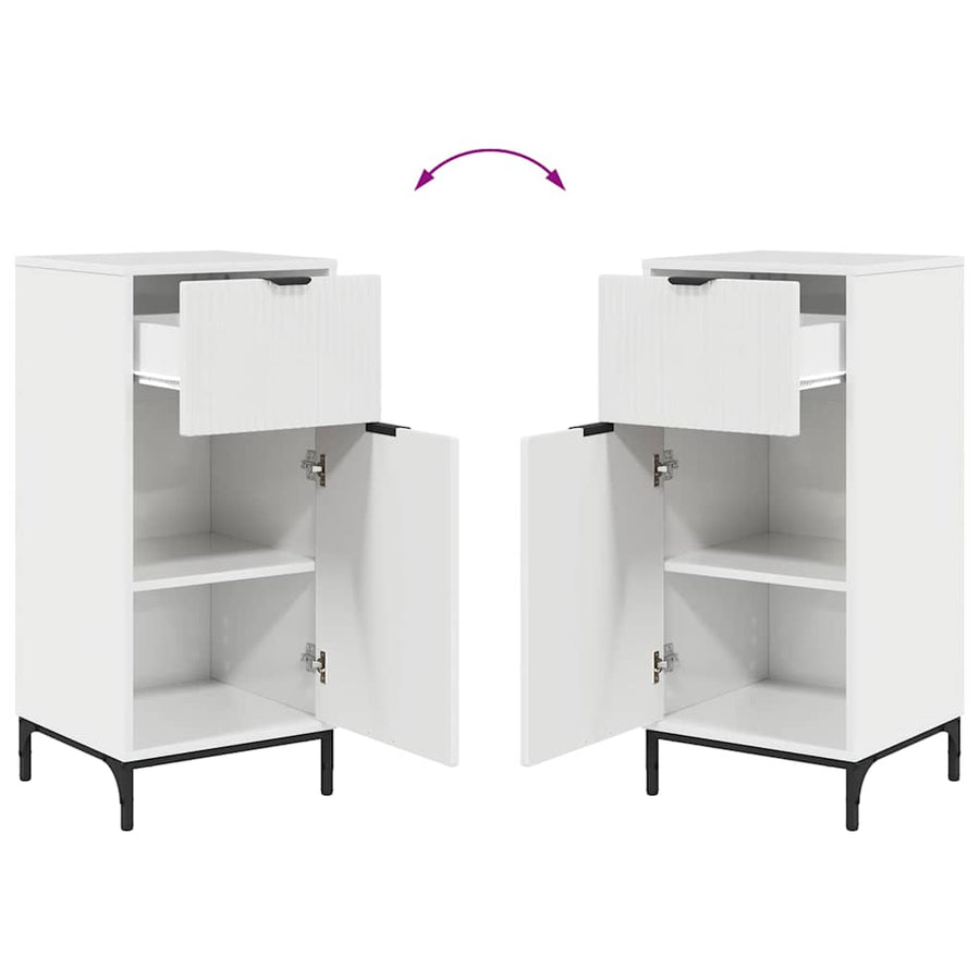 Badkamermeubelset 2 pcs Hoogglans wit Geperst Hout en Metaal