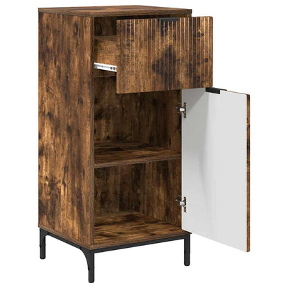 Badkamermeubelset 2 pcs Gerookt eiken Geperst Hout en Metaal