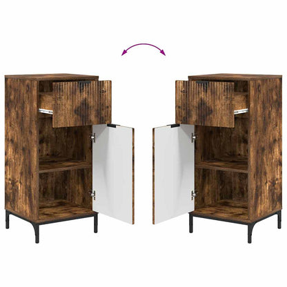 Badkamermeubelset 2 pcs Gerookt eiken Geperst Hout en Metaal