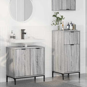 Badkamermeubelset grijs 39,5x36x88 cm geperst hout metaal