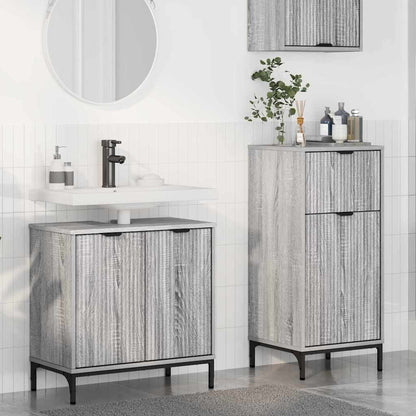 Badkamermeubelset 2 pcs Grijs Sonoma Geperst Hout en Metaal