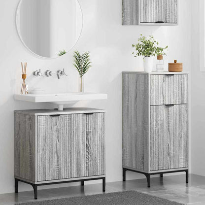 Badkamermeubelset 2 pcs Grijs Sonoma Geperst Hout en Metaal