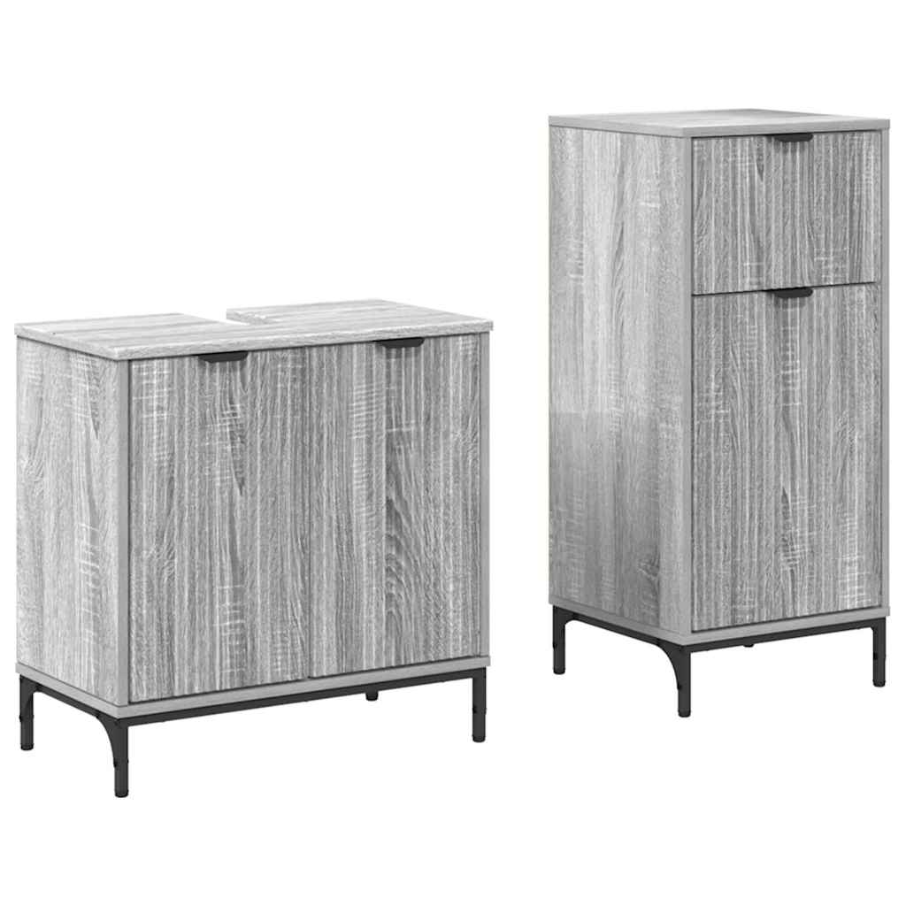 Badkamermeubelset 2 pcs Grijs Sonoma Geperst Hout en Metaal