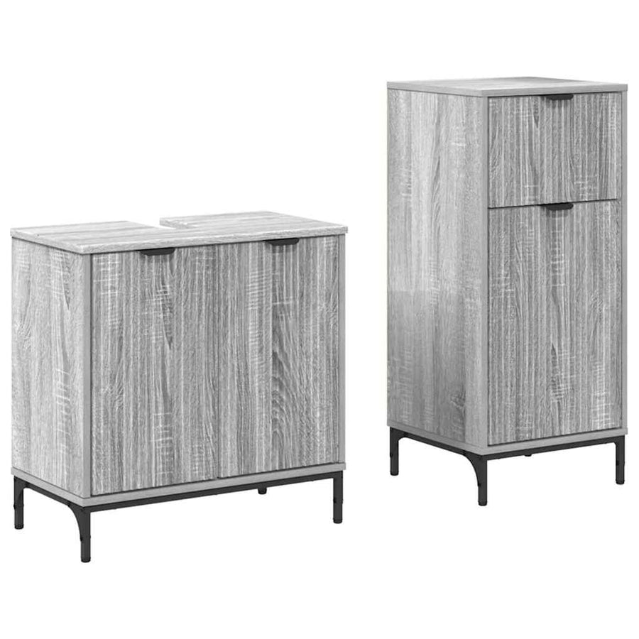 Badkamermeubelset 2 pcs Grijs Sonoma Geperst Hout en Metaal