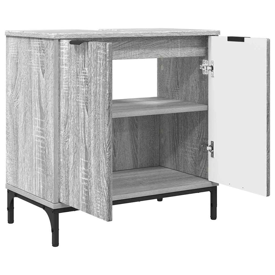 Badkamermeubelset 2 pcs Grijs Sonoma Geperst Hout en Metaal