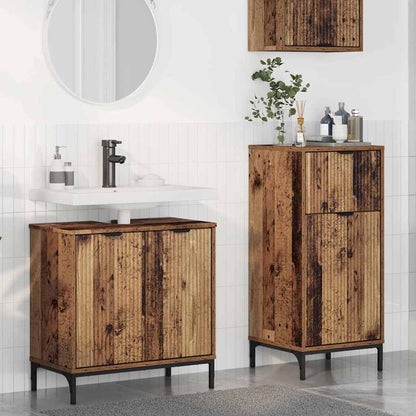 Badkamermeubelset 2 pcs Oud Hout Geperst Hout en Metaal