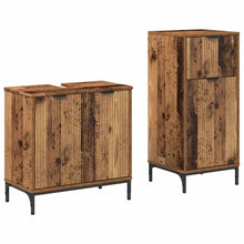 Badkamermeubelset 2 pcs Oud Hout Geperst Hout en Metaal