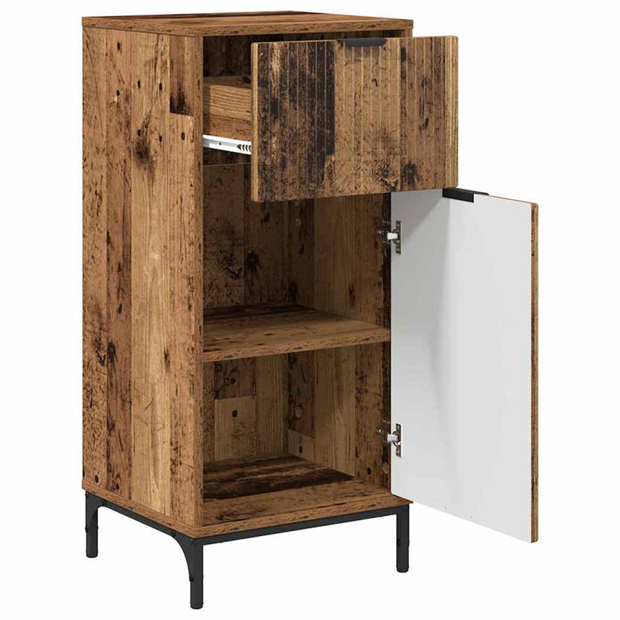 Badkamermeubelset 2 pcs Oud Hout Geperst Hout en Metaal