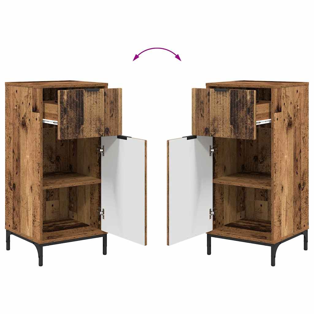 Badkamermeubelset 2 pcs Oud Hout Geperst Hout en Metaal