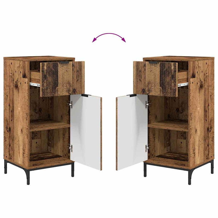Badkamermeubelset 2 pcs Oud Hout Geperst Hout en Metaal