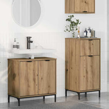 Badkamermeubelset 2 pcs Artisan Eiken Geperst Hout en Metaal