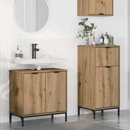 Badkamermeubelset 2 pcs Artisan Eiken Geperst Hout en Metaal