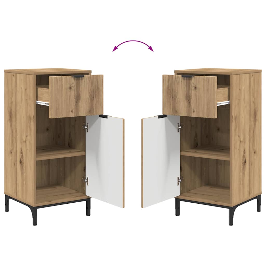 Badkamermeubelset 2 pcs Artisan Eiken Geperst Hout en Metaal