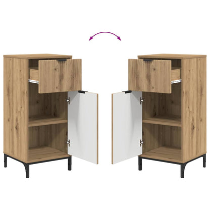 Badkamermeubelset 2 pcs Artisan Eiken Geperst Hout en Metaal