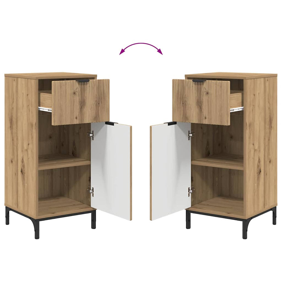 Badkamermeubelset 2 pcs Artisan Eiken Geperst Hout en Metaal