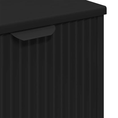 Badkamermeubelset met lade 3 pcs Zwart Geperst Hout en Metaal