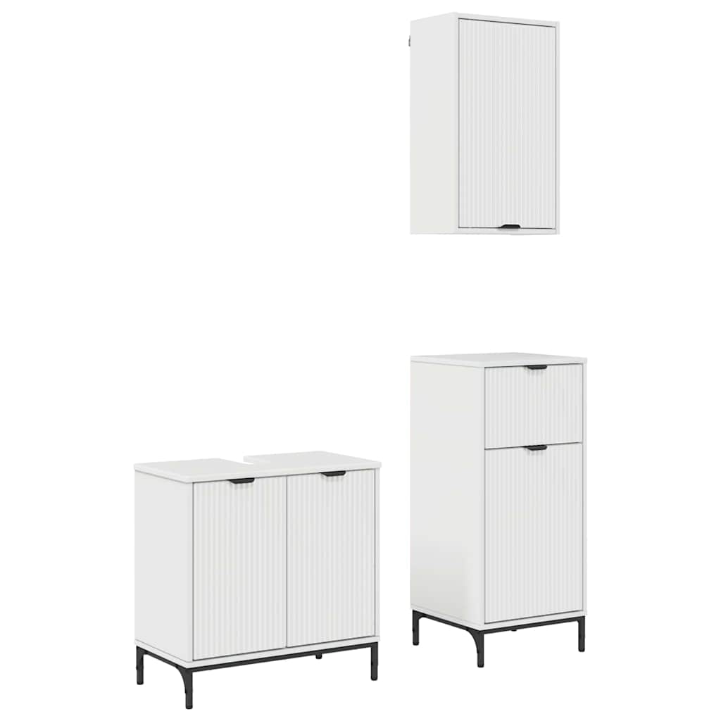 Badkamermeubelset met lade 3 pcs Hoogglans wit Bewerkt hout